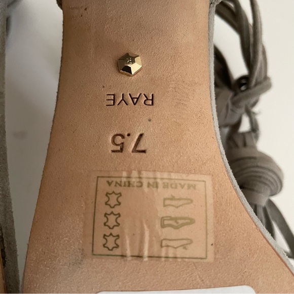 REVOLVE x RAYE Carlie Suede Ankle Wrap Beige Heeled Sandal size 7.5 - Picture 10 of 13